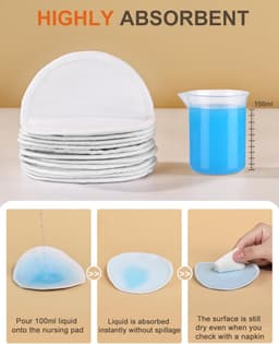 SnelShoppen - 10 Pack Organische Bamboe Borstvoedingskussens, Herbruikbare Borstvoedingspads, Wasbare Melk Pads, Inclusief Waszak & Opbergtas, Comfort — thumbnail 2
