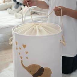 Thijox - Wasmand voor Kinderen, Jongens, Opbergmand van Zeildoek, Extra Groot 58 L, Opvouwbare Vuile Wasmand met Trekkoord Sluiting voor Baby- en Kind — thumbnail 5