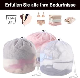 SnelShoppen - Pack van 3 Wasnetten voor Wasmachine, 30x40 cm, Waszakken met Koordstopper, Fijn Gaas voor Ondergoed, Sokken, Jassen, Badhanddoeken — thumbnail 4