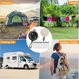 Uitrekbare 10 meter draagbare camping-waslijn - antislip, uitrekbaar waslijnkoord voor buitengebruik tijdens reizen en vakantie - geschikt voor badkamer, voorraadkast en tuin of balkon — thumbnail 4