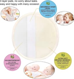 SnelShoppen - Herbruikbare Katoenen Borstvoeding Pads (10 Stuks) - Wasbare en Absorberende Borstvoedingspads met Waszak - Ø 12 cm - Milieuvriendelijk — thumbnail 4