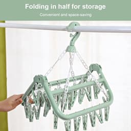 SnelShoppen - Opvouwbare wasrek met 32 clips voor ondergoed en kleine was, 360° draaibaar, hoogwaardig PP plastic, ideaal voor thuis en op vakantie — thumbnail 3