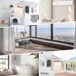 Droogrek Opvouwbaar Droogrek Opvouwbaar Muur Droogrek 5 Staven 4 Haken 55 lbs Capaciteit voor Indoor Outdoor Appartementen Slaapzaal Bad Washanger — thumbnail 2