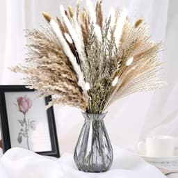 85 Stuks Pampas Gras Gedroogd Natuurlijk Gedroogde Bloemen Deco DIY Droog Bloemen Boeket, Pampas Gras Boeket Rietbloem Deco Ideaal voor Boho Woonkamer — thumbnail 1