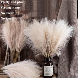 10 Stem Faux Pampas Gras, Pluizige Kunstmatige Nep Bloemen Voor Bruiloft, Thuis, Rustieke Partij, Baby Shower, Vaas Vuller Farmhouse Home Wedding Decor 22,4in (Color : Beige) — thumbnail 5