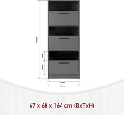 Interlink Lifestyle Studio Flow wasruimtecombinatie Bundel 1 antraciet - Complete wasruimte met 3 elementen - 2 wasmachinekasten en wasmandkast - Softclose - 201 x 68 x 164 cm — thumbnail 5
