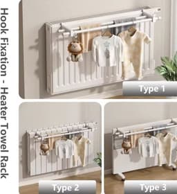 Radiator Droogrek - 50 cm - Wit - Dubbel Droogrek voor Verwarming - Met Haken — thumbnail 4