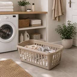 Storage Solutions Wasmand van 40 liter - 2x - 60 x 40 x 26 cm - - taupe - kunststof - wasgoed manden - huishouden — thumbnail 3
