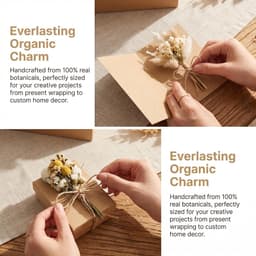 Gedroogde bloemen, kleine gedroogde bloemen, gedroogde bloemen om mee te knutselen, natuurlijke gedroogde boeketten voor fotolijsten, DIY, huisfeestjes en bruiloftsdecorat — thumbnail 5