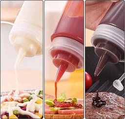 Knijpflessen Set - Plastic - BPA-vrij - Lekvrij Ontwerp - Voor Sauzen en Decoratie — thumbnail 2