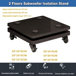 Subwoofer Isolatiestandaard - Audioplatform Wielen - Thuisbioscoop Geluid - Minimaliseert Trillingen - 25mm Dik Bord - Zwart — thumbnail 2