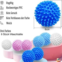 8 stuks wasballen - drogerballen voor donsjassen - wasdrogers - tennisballen - wasmachine accessoires — thumbnail 4