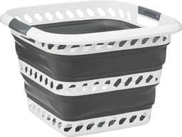5Five wasmand opvouwbaar met handvatten - kunststof - 45L - grijs/wit - 62 x 45 x 27 cm — thumbnail 5