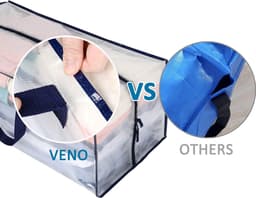 Pak van 4 extra grote verhuistassen met rugzakriemen, verhuishulpmiddelen, sterke handvatten en ritsen, kledingopberger, waszakken, herbruikbaar en duurzaam (transparant, pak van 4) — thumbnail 3