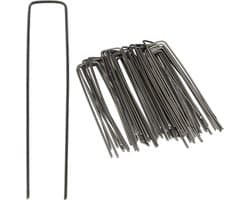 Grondpennen set van 50 stuks - 15 cm lang - Ø 2 mm - staal - gepunte uiteinden - grondanker haring zilver.