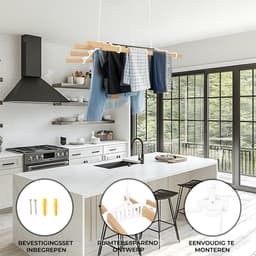 Kledingrek Plafond Katrol - Wit– 0.9m 6-lat plafond wasrek — thumbnail 4