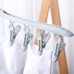 Sokkendroger - 4 stuks 8 Knijpers - Blauw groen paars geel- Sokken Hanger - Sokken Droger - Beha's - bh's - Ondergoed - Wasrek Sokken - Wasrek - Droogrek - Klein Wasrekje - Washanger - Sokkendroogrek - Kleerhanger voor Sokken - Windbestendig — thumbnail 5