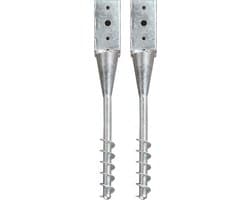 vidaXL - Grondpinnen - 2 - st - 7x7x56 - cm - gegalvaniseerd - staal - zilverkleurig — afbeelding 1