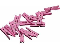 Mini knijpers - roze - 20x stuks - Geboorte meisjes knijpertjes - kaartjes ophangen — afbeelding 1
