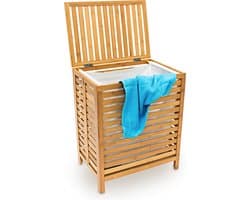 wasmand bamboe - met deksel - 100 liter - 60x50,5x35,5 cm - luchtdoorlatend — afbeelding 1