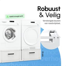 Bodo® - Wasmachine Verhoger - Dubbel - Kast - Ombouw met Lade - Wit - 127x54x31cm — thumbnail 4