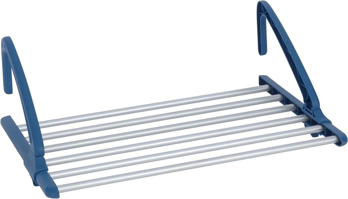 Telescopische wasdroger voor balkon - stevige wasdroger voor binnen en buiten - uitschuifbaar tussen 57-106 cm - roestvrij aluminium - mat zilver — afbeelding 1