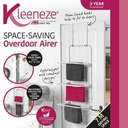 Three-Tier Overdoor Clothes Airer with Adjustable Shelves Space Saving Drying Rack - Compact Living & Smaller Households - Pink/White Color — thumbnail 5