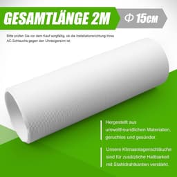 150 mm airconditioningsslang - 2 m lengte - flexibele ventilatieslang - verlenging voor wasdroger en afzuigkap - linksom draaiend — thumbnail 4