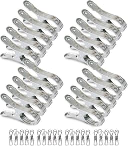 20 stuks roestvrijstalen strandhanddoekclips, grote windbestendige wasknijpers, voor dagelijkse was, strandhanddoek, badhanddoek, beddengoed en dikke kleding (12 cm) — thumbnail 1