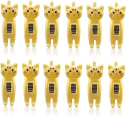 12 stuks kattenvormige zakclips leuke chip clips papieren clips Japanse wasknijpers kleding pennen grappige chip clips voedseltas clip voor snack chips opslag (geel) — thumbnail 1