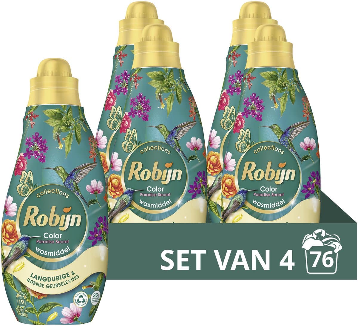 Robijn - Vloeibaar Wasmiddel - Klein & Krachtig - Paradise Secret - 4 flessen - 76 wasbeurten - Voordeelverpakking — afbeelding 1