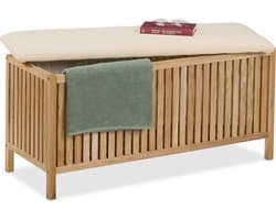 Badkamer bankje - met wasmand - 100 l - hout — afbeelding 1