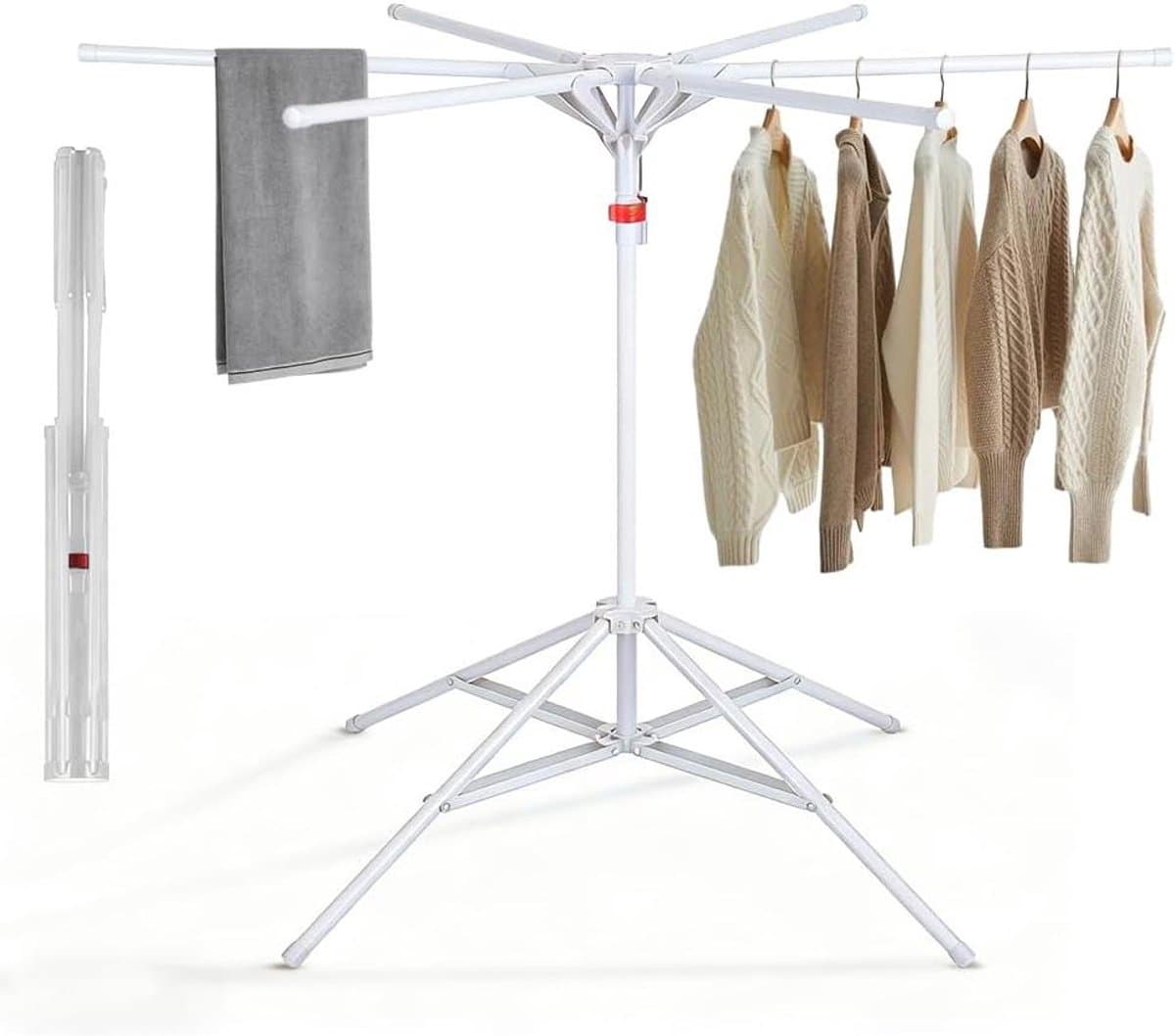 Droogrek Toren - Wasdroger Standaard - Kleding Drogen - Flexibel Instelbaar - XXL - Grijs — afbeelding 1