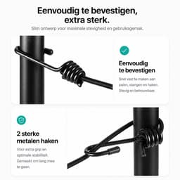 BOTC Waslijn - Waslijndraad - Wasdraad - Waslijn met 12 Wasknijpers - Verlengd tot 3 meters - Drooglijn - Weerbestendig - 1.8 m Drooglengte - Zwart — thumbnail 5