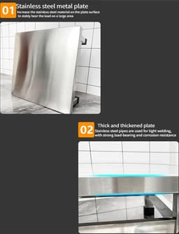 Apparaten Verhoger - Standaard Plank - Apparaten Stabiliseren - Roestvrij Staal - 15 cm Hoog - Zilver — thumbnail 2