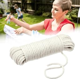 Waslijn Gevlochten Touw - Multifunctioneel Huishoudtouw - Kleding Drogen - Robuust Weerbestendig Materiaal - 20 meter - Wit — thumbnail 3