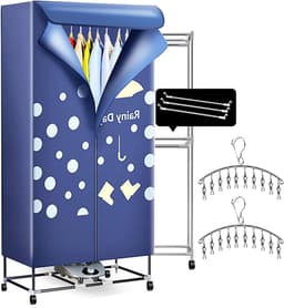 Elektrische Kleding Droger - Droogrek - Snel Kleding Drogen - Opvouwbaar met Afstandsbediening - 70x45x150cm - Blauw — thumbnail 1