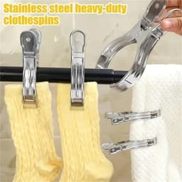 Handdoekklemmen - Wasknijpers - Was ophangen - Roestvrij staal - 10 stuks 9cm - Zilver — thumbnail 2
