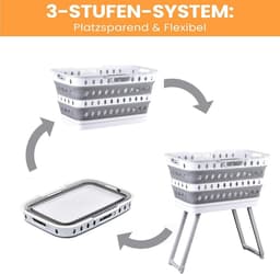 Wasmanden | Inklapbare ruime opslag met poten - wasopbergwagen - voor studentenkamer, badkamer, slaapkamer, kinderkamer, camper, ondergoed wassen — thumbnail 4