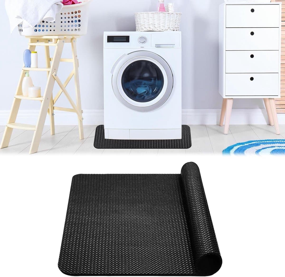 Dubbelzijdige Antislip Anti-trillingsmat 60 x 60 cm voor Wasmachine en Droger, Universele Vloermat voor Badkamer en Keuken, Vuilafstotend en Duurzaam — afbeelding 1