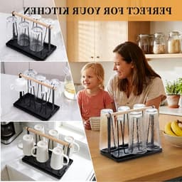 Multifunctionele Droogrek voor Flessen en Bekers, 6-delige Metalen Flessenstandaard met Afvoer en Mat, Ideaal voor SodaStream en Keukenaccessoires — thumbnail 4