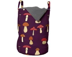 ABAKUHAUS Pilz waszak, Porcini en Amanita, wasmand met handvatten en trekkoord voor wasserettes, meerkleurig