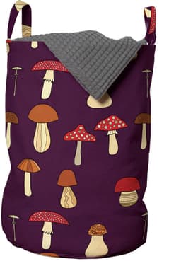 ABAKUHAUS Pilz waszak, Porcini en Amanita, wasmand met handvatten en trekkoord voor wasserettes, meerkleurig — thumbnail 1