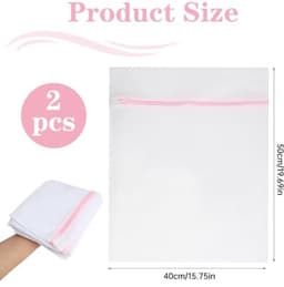Set van 2 wasnetten voor wasmachine, premium waszak, 40 x 50 cm, wasnet met verborgen ritssluiting, bescherming tegen vervorming en vouwen, wasnet voor wasmachine, waszak — thumbnail 2