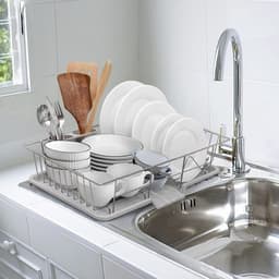 Drainer voor Borden, Bekers en Bestek - Droogrek voor Keuken, Afvoerbak voor Vaat, 48x30x11cm — thumbnail 2