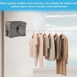 Waslijn Binnen - Droglijn Intrekbaar - Kleding Drogen - Anti-doorzakken Ontwerp - 5.1 Meter - Grijs — thumbnail 4