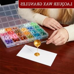 Set van 600 Wasbolletjes met Transparante Deksel en Pincet, 24 Kleuren voor Verzegelen van Uitnodigingen, Enveloppen en Cadeauverpakking, Perfect voor DIY Projecten — thumbnail 5