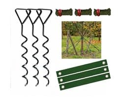 Spiraal Grondanker Set – 3 Stuks (40cm – Zware Grondschroef voor Tent & Tarp – Haringen Camping / Honden Anker / Boom Verankering – Inclusief Touwen & Banden — afbeelding 1