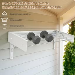 Droogrek Wandmontage - Uittrekbare Waslijn - Was Drogen - Ruimtebesparend Ontwerp - 60 cm - Wit — thumbnail 3