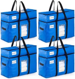 Dubbele Laag Verhuiszakken Extra Groot met Sterke Handvatten en Ritsen - Verhuisbenodigdheden, Kledingopslag, Waszakken (Blauw, 4 Stuks) — thumbnail 1